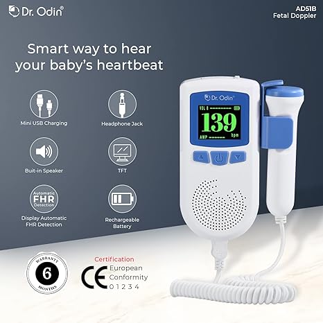 Dr. Odin AD51B Fetal Doppler Heart Rate Detection Monitoring Machine with in-Built Speaker for Home and Clinic with Smart Noise Reduction