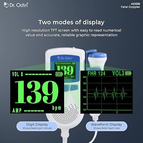 Dr. Odin AD51B Fetal Doppler Heart Rate Detection Monitoring Machine with in-Built Speaker for Home and Clinic with Smart Noise Reduction