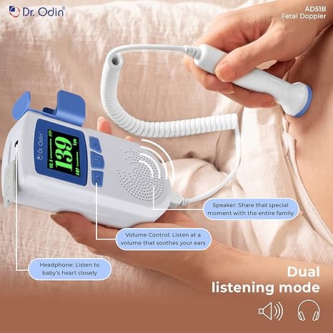 Dr. Odin AD51B Fetal Doppler Heart Rate Detection Monitoring Machine with in-Built Speaker for Home and Clinic with Smart Noise Reduction