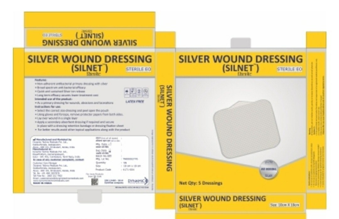 Dyna Silnet Silver Wound Dressing, Size 10 cm x 10 cm, Pack of 5